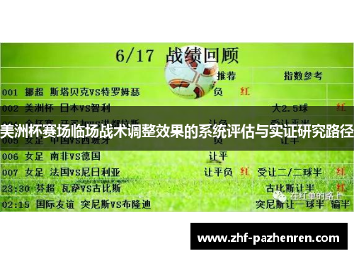 美洲杯赛场临场战术调整效果的系统评估与实证研究路径